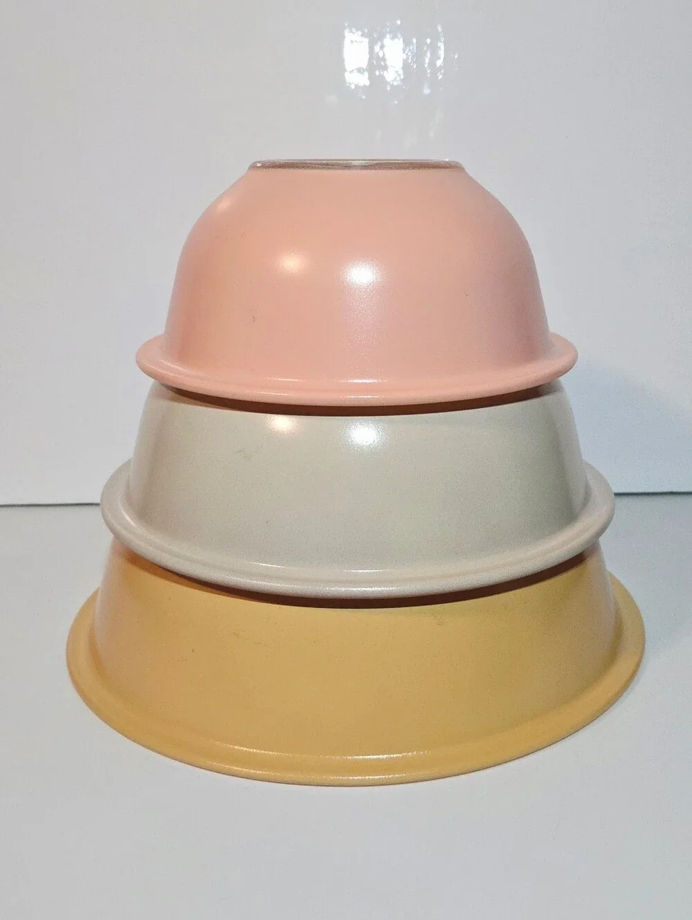 Pyrex Autumn Rainbow 1986 Set of 3 Nesting Mixing Bowls 450-166 Vintage Glass